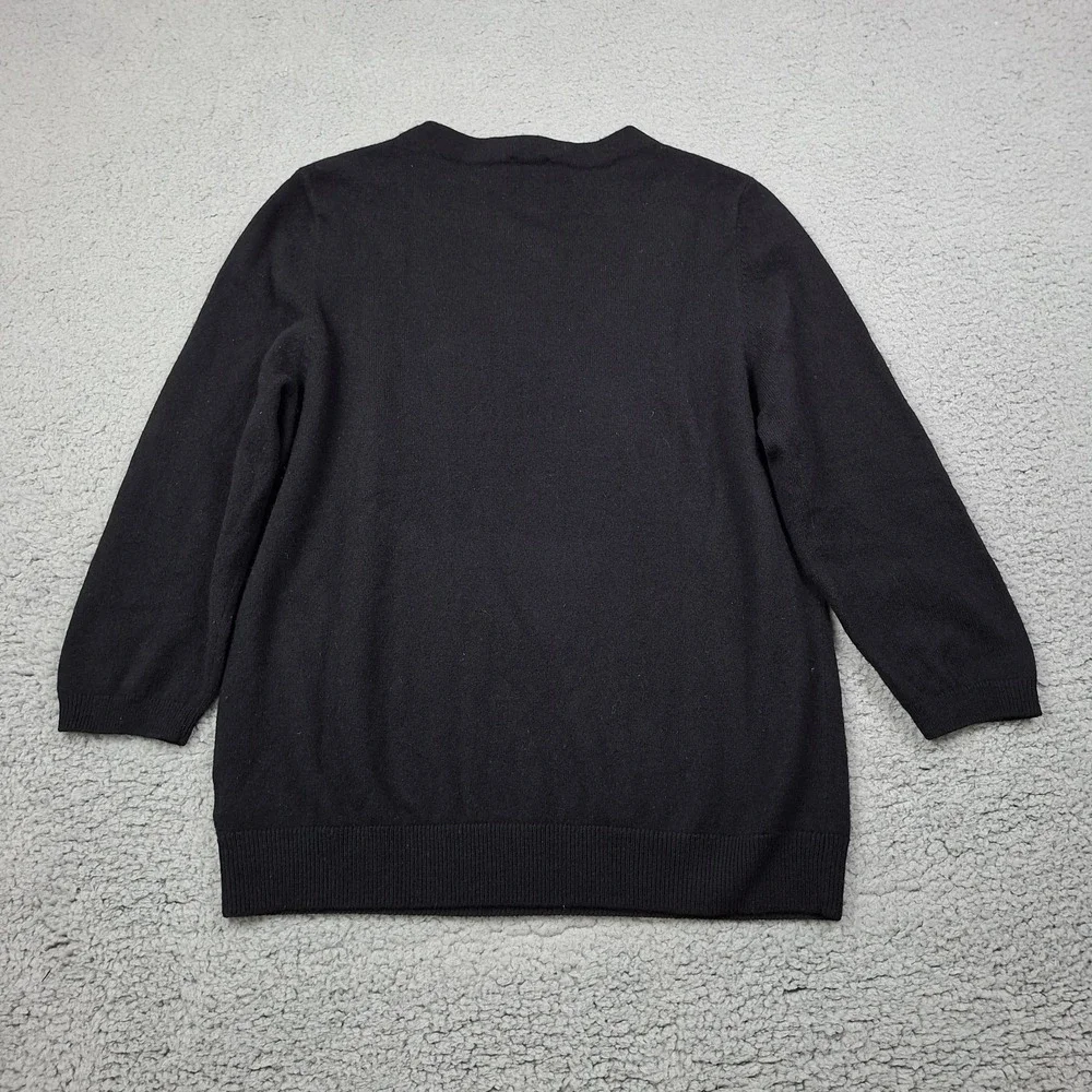 Talbots Women's Pure Cashmere Sweater Size XL Blue 3/4 Sleeve Crew Neck Classic